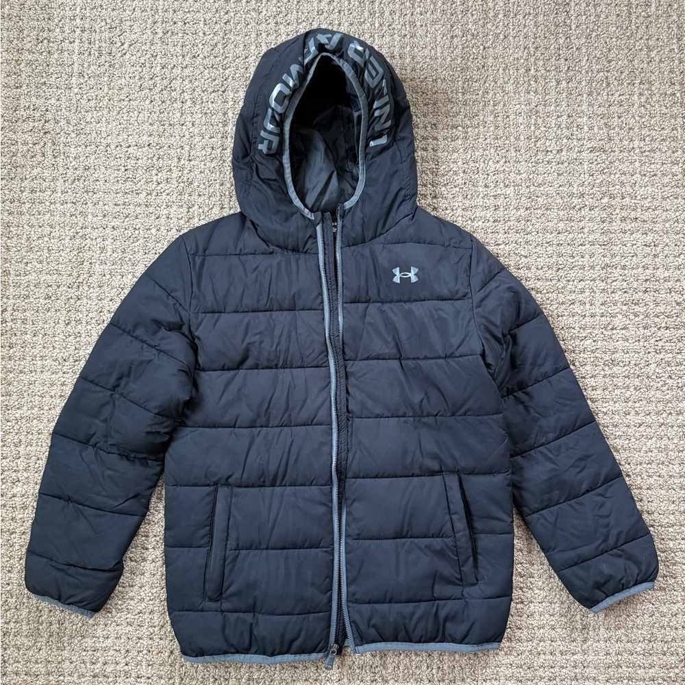 Under Armour Black Puffer Jacket with Gray Trim